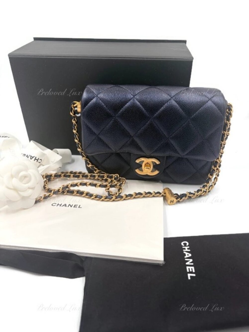 CHANEL Perfect Mini Flap Bag Black CaviarLeather GHW Crossbody